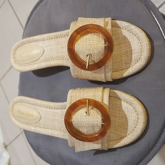 💕CULT GAIA💕 Nelly Sandal Tan Natural Raffia Open Toe Mule Low Heel 60s 39 NWT - Picture 6 of 16